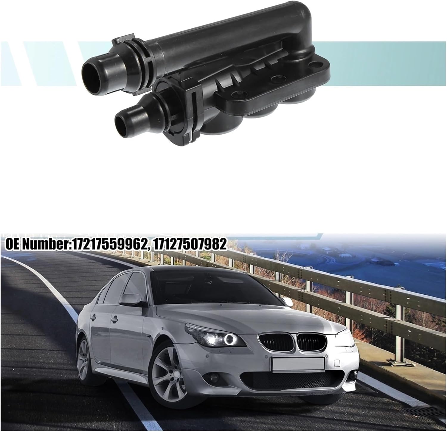 Thermostat Engine Coolant Replacement, Engine Thermostats, for 760i 2004 2005 2006 17217559962/17127507982 Car Engine Coolant Thermostat Housing Assembly Accessories