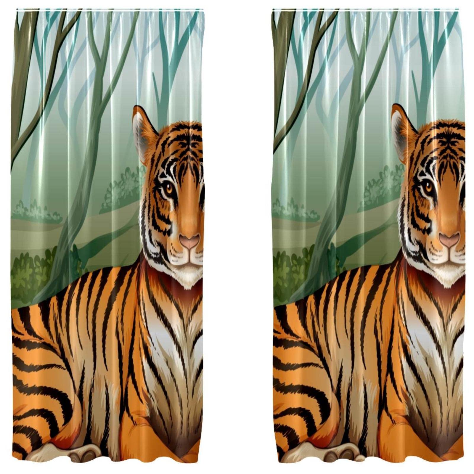 Rideaux occultants motif tigre 140x213 cm pour chambre
