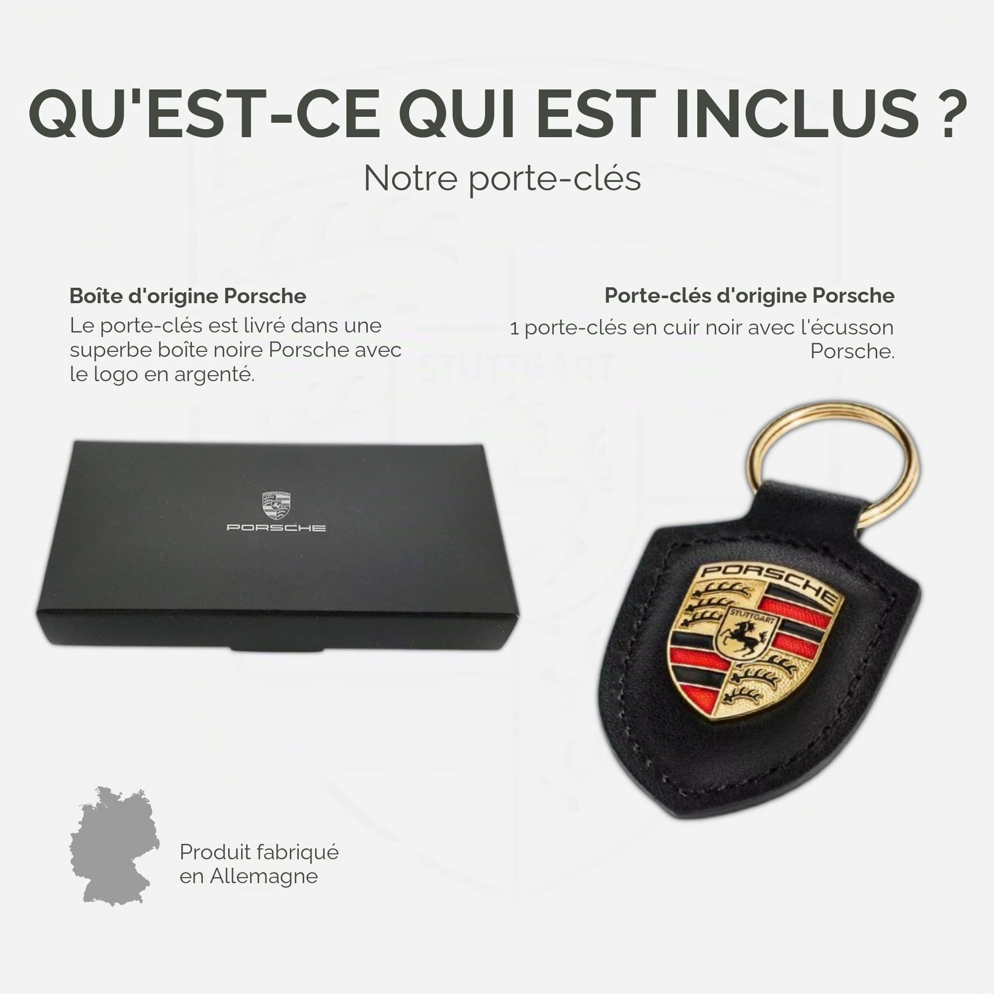 Porte-clés armoiries Porsche (original) en noir