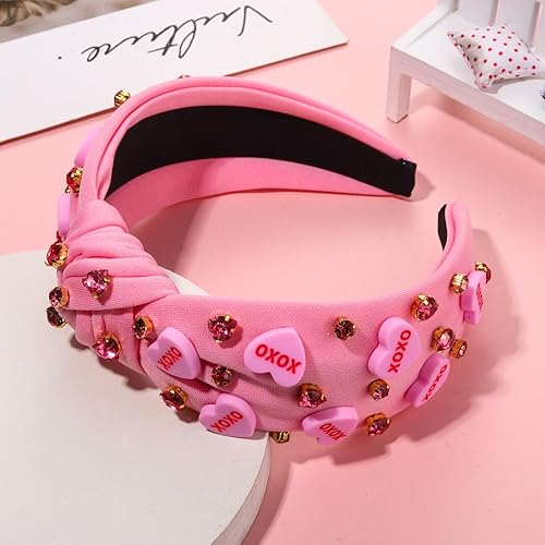 Miniatura 2 de mokkia Diademas de corazón para el día de San Valentín para mujer, accesorios para el día de San Valentín, diadema anudada con corazón con cuentas y