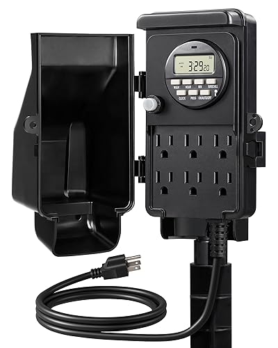 DEWENWILS Outdoor Digital Power Strip Timer, Multi Sockets, Waterproof 6