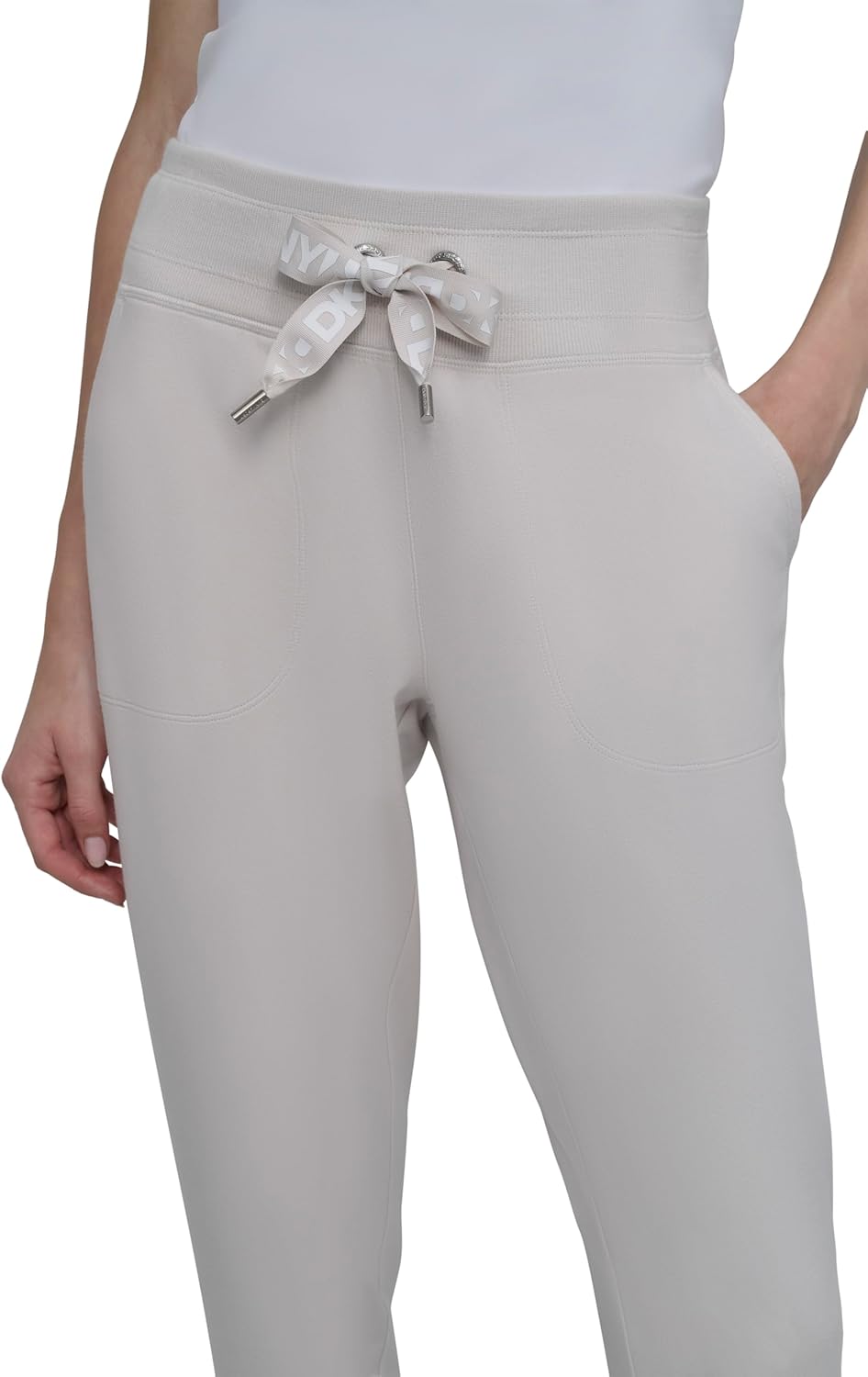 DKNY Women's Two Tone Logo Drawcord Jogger Sweatpant - Image 5