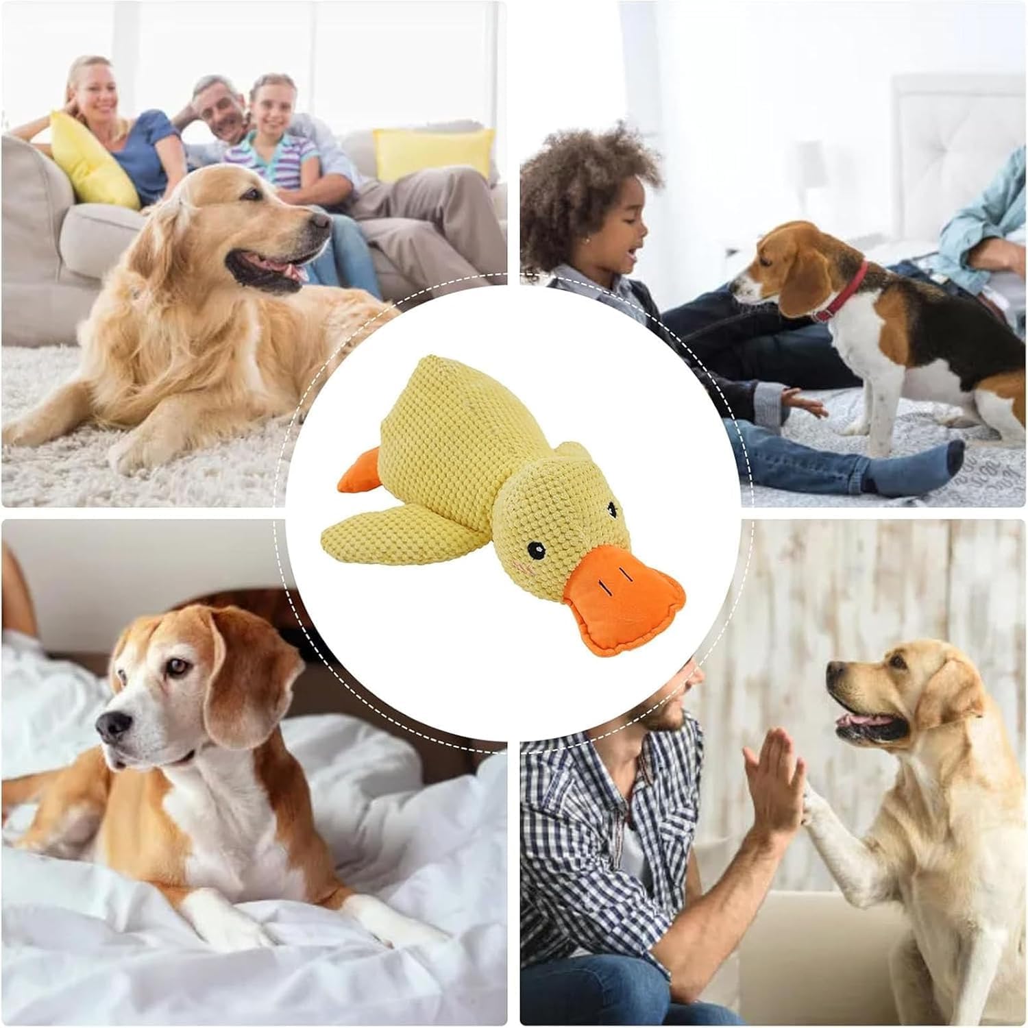 Beruhigendes Entenspielzeug für Hunde mit Quackgeräusch Gelbe Plüschente Kauspielzeug für Hunde, Interaktives Quietschendes Haustierspielzeug für alle Rassen