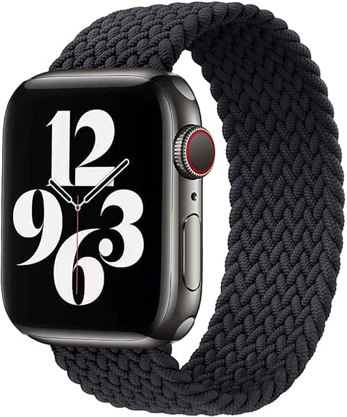 コンパチブル Apple Watch バンド ブレイデッドソロループ 編組バンド スポーツバンド 交換ベルト 柔らかいシリコーン糸混紡リサイクルヤーン素材 耐衝撃 防汗 Series Ultra2/Ultra/SE2/SE/10/9/8/7/6/5/4/3/2/1 ブラックグレー 38mm/40mm/41mm-M - 5
