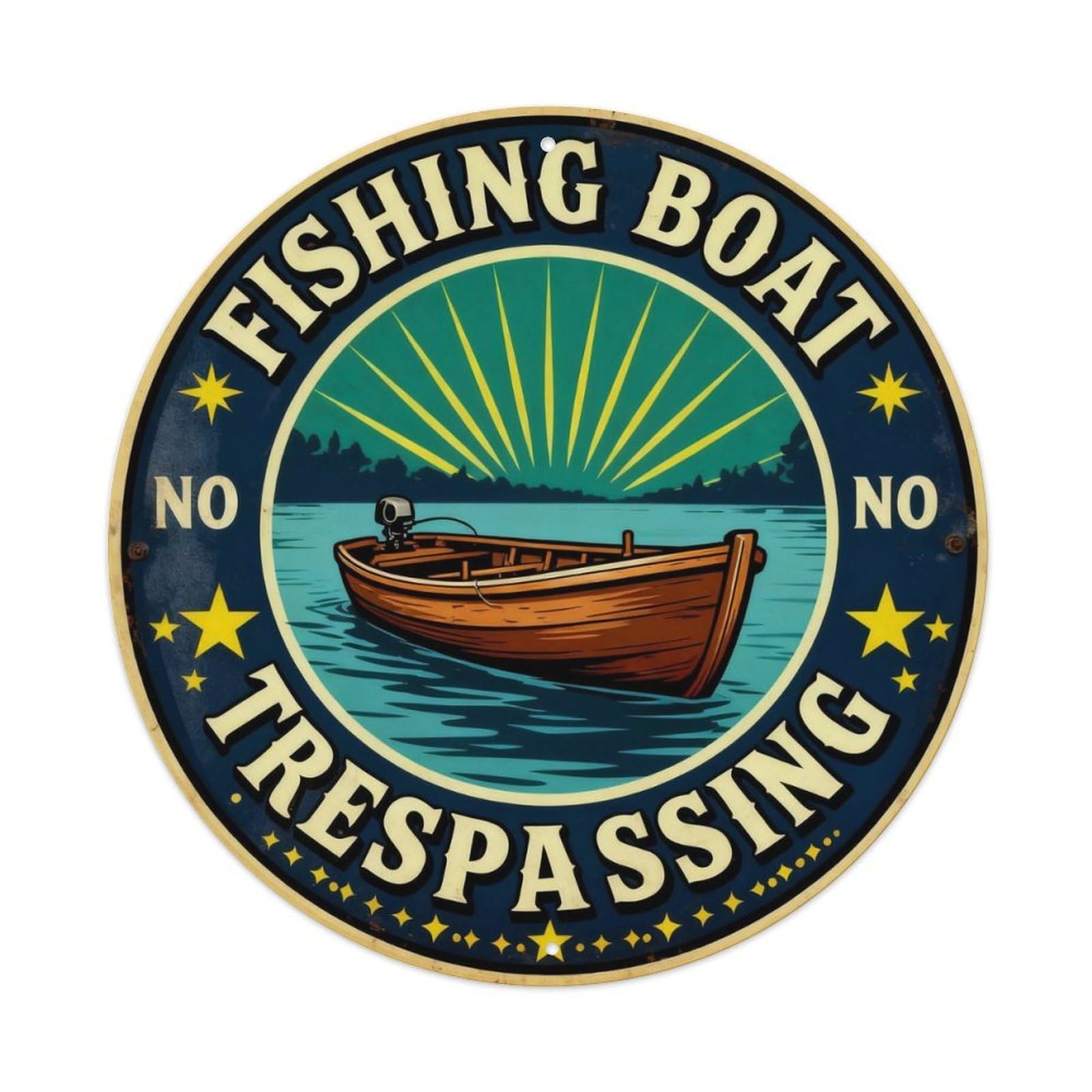 Lake Fishing Boat Vintage Tin Sign Metal Tin Sign Plaque