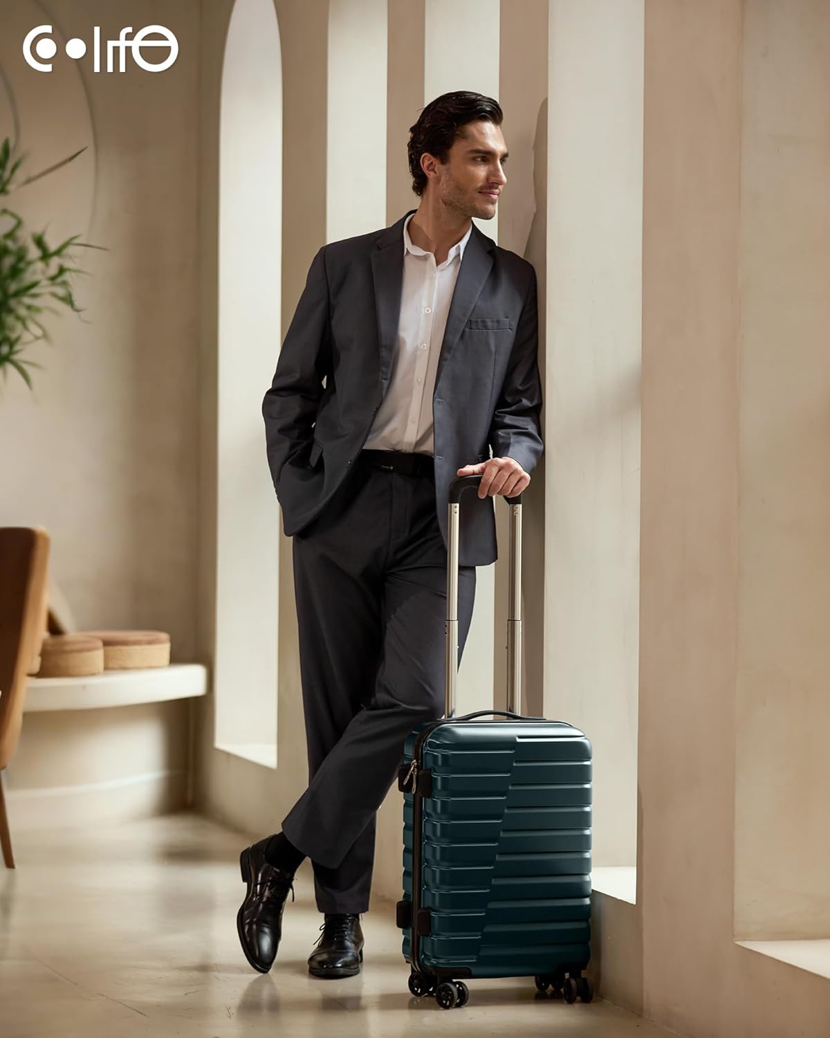 Coolife Carry On Luggage Airline Approved with Wheels Hard Shell Suitcase Spinner TSA Lock Telescopic Handle (20-inch-Teal blue) - Image 7