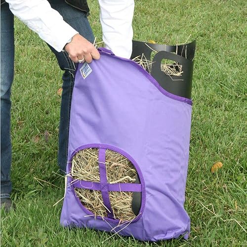 Miniatura 5 de Bolsa de heno de nailon para caballos  Color negro  Mejora la digestión con un consumo lento  Minimiza los residuos de heno  Construcción de PVC de