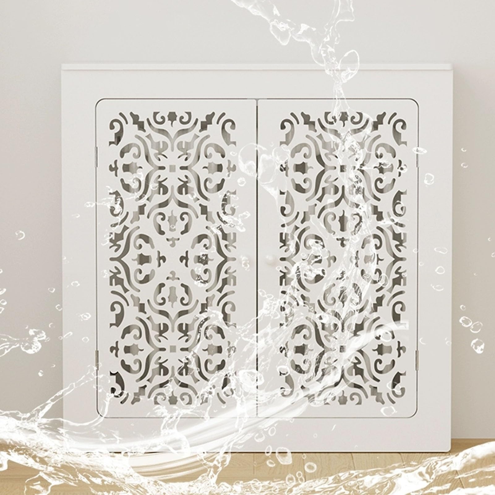 Mueble radiador salón con estante para crear un rincón decorativo funcional y acogedor