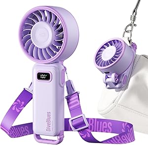 Diveblues Portable Turbo Fan, 100 Speed Handheld Fan with Strong Airflow, Foldable 4 in 1 Personal Fan for Neck, Desk & Travel, USB-C Rechargeable, Lightweight for Summer, Concerts & Outdoor Use