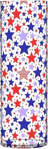 Modern vase Vintage Stars Red Blue USA 11.8 x 3.9 Inch Small Aesthetic Small Vases for Flowers Dining Table Bookshelf Library Decor
