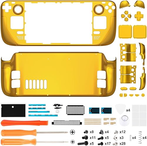 Miniatura 2 de eXtremeRate Juego completo de carcasa de bricolaje con botones para Steam Deck LCD, placa frontal personalizada de repuesto para Steam Deck LCD, oro