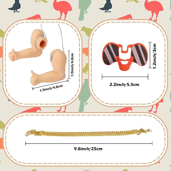 Extguds Thumb up Chicken Arms to Put on Chickens,a Funny Chicken Arm Toy with Peepers and Necklace,a Set of Pet Prank Role-Playing Costumes