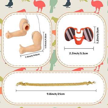 Extguds Thumb up Chicken Arms to Put on Chickens,a Funny Chicken Arm Toy with Peepers and Necklace,a Set of Pet Prank Role-Playing Costumes