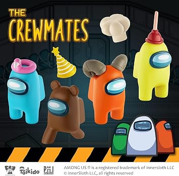 Crewmate Figures | 8 Collectibles in 1 Box | Merch Incl. The Peeled and The Clogged | 2 Hidden Impostors | Mini Toys with 5 Addl Hats