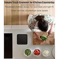 Vista 4 de Cubo de basura empotrado para encimera, tapa abatible, acero inoxidable, negro, 13 pulgadas de ancho x 10 pulgadas de profundidad x 5 pulgadas
