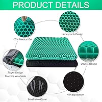 Vista 3 de Cojín de gel para asiento de automóvil, para silla de oficina, cojín ortopédico de gel para coxis para el dolor de coxis, ciática y alivio del dolor