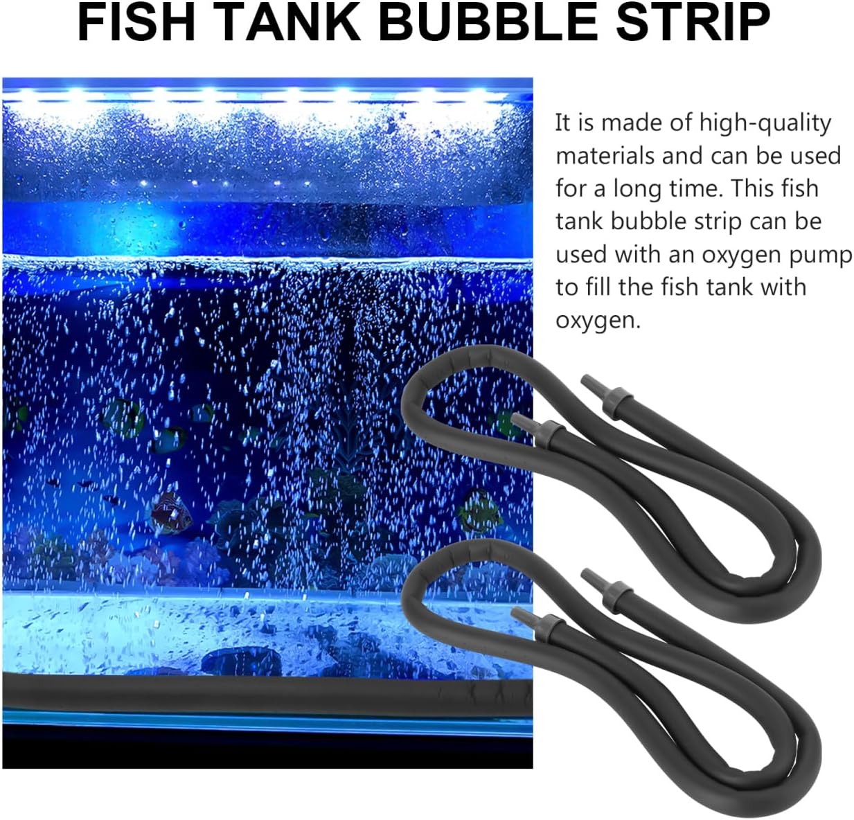 2Pcs Fish Tank Bubble Strip Oxygen Diffuser Tubes - Flexible Aquarium Air Pump Accessories for Even Bubble Distribution and Effortless Cleaning