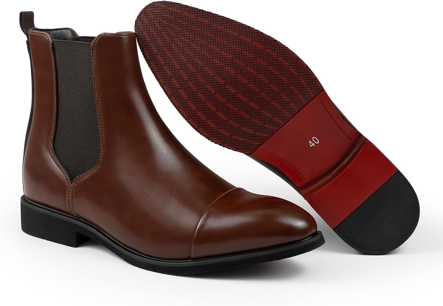 Chelsea Boots Men Dress Boots Casual Men's Leather Slip-On Chelsea Ankle Boot with Elastic Sides for Business Daily Casual
