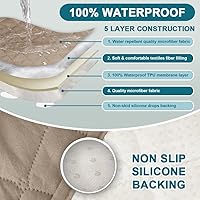 Vista 4 de Fundas impermeables para reposabrazos para sillas reclinables y sofás, fundas antideslizantes con bolsillo lateral, protector de brazo