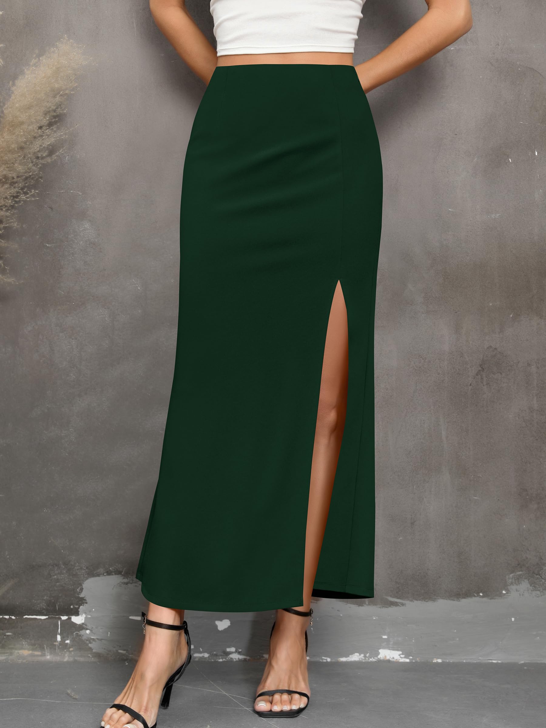 Missufe Gonna lunga ed elegante, a vita alta, a spacco
