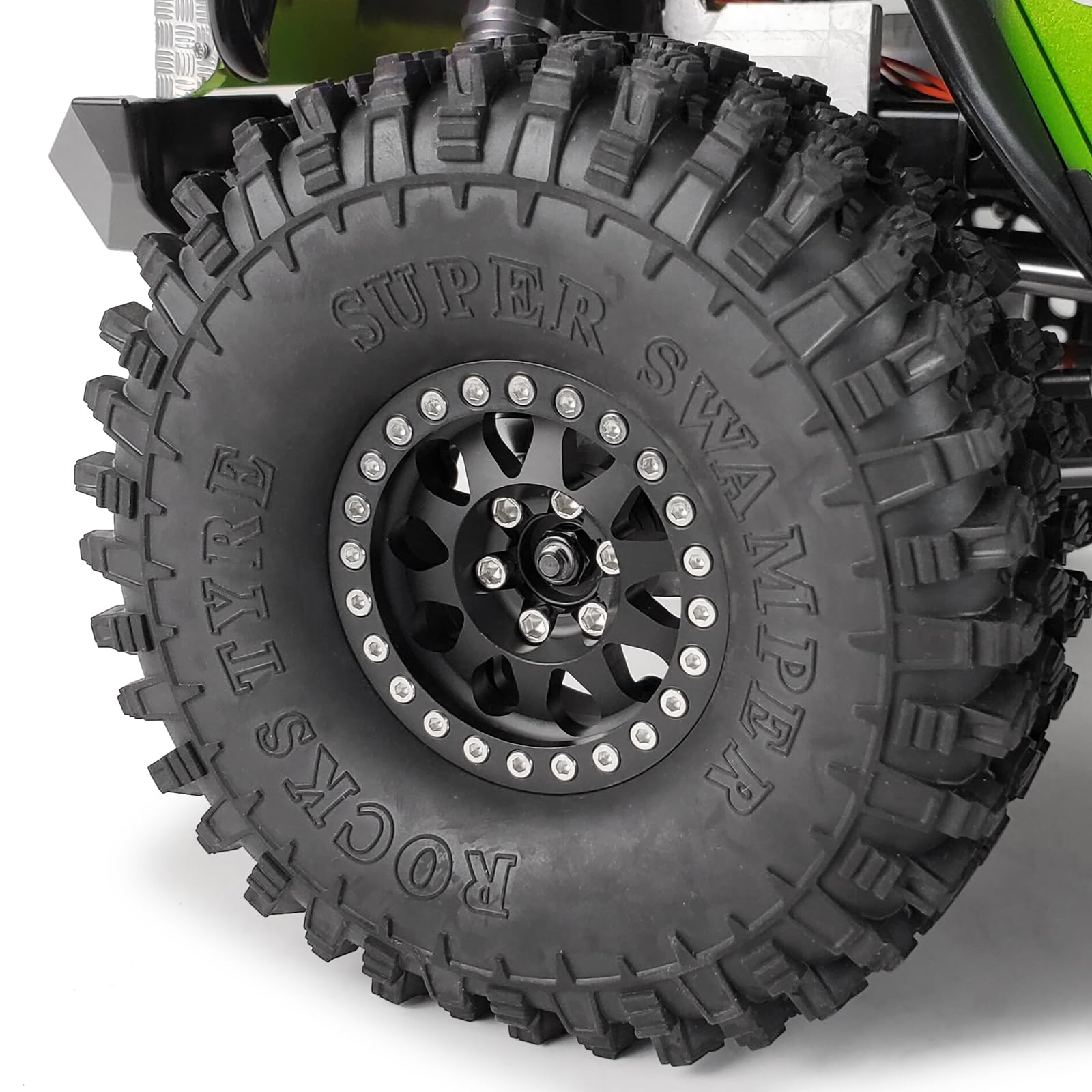 Lot de 4 jantes Beadlock en métal pour 1/10 RC Crawler Axial SCX10 SCX10 II 90046 SCX10 III AXI03007 TRX4 D90 (titane et noir)