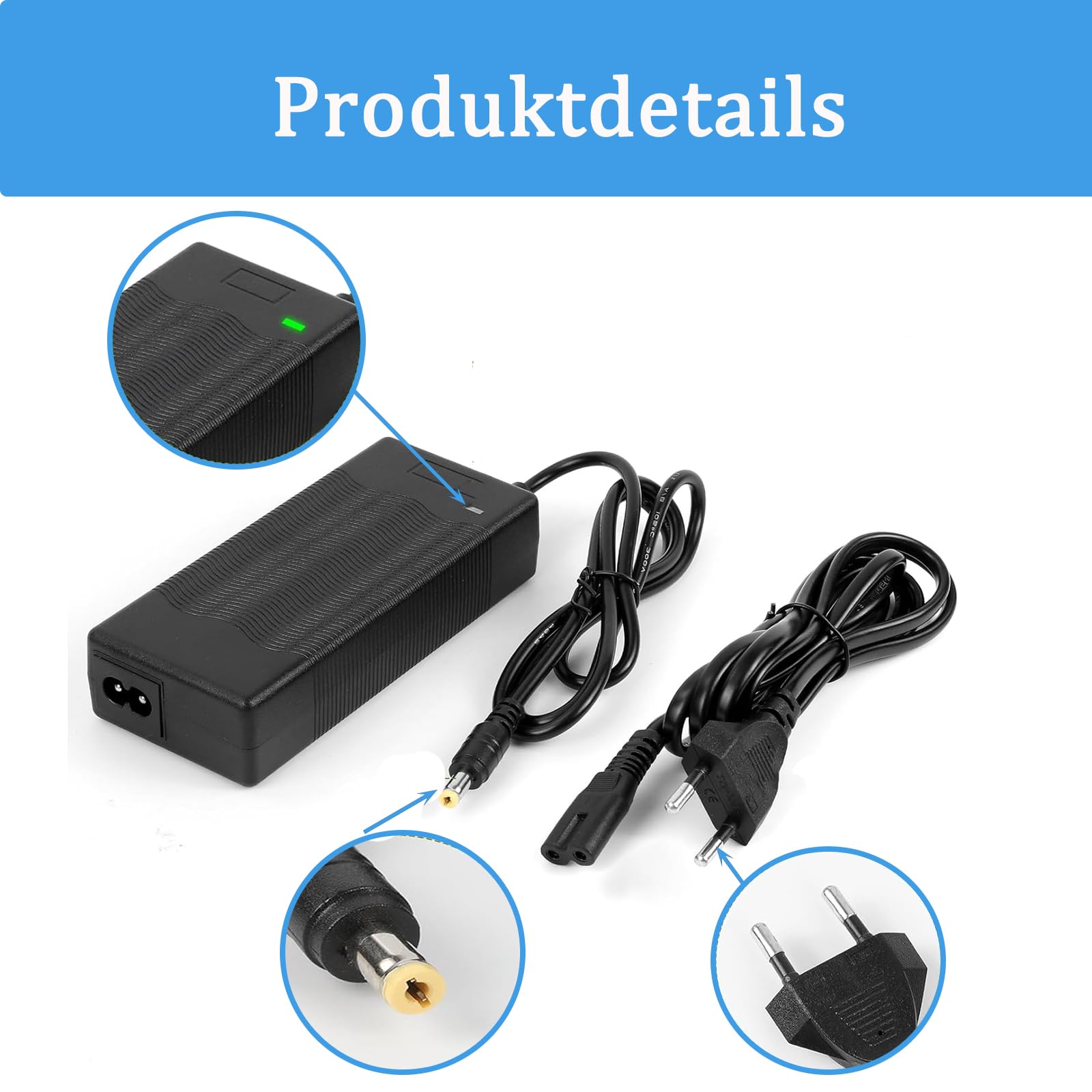 Ładowarka do skutera, 42 V 2 A, ładowarka do skutera, akumulator 42 V, zasilacz sieciowy, kabel do ładowania | Hoverboard kabel do ładowania z 6 złączami interfejsowymi, do skuterów elektrycznych, rowerów elektrycznych