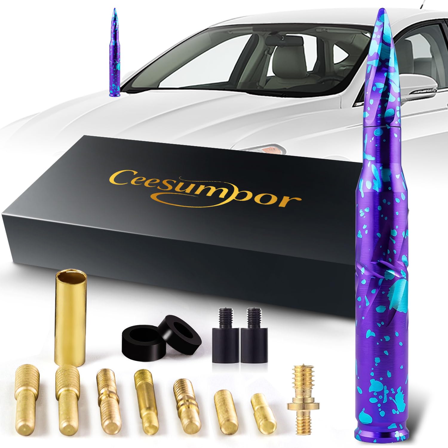 50 Cal Bullet Antenna, Purple Replacement Antenna Accessories for Trucks