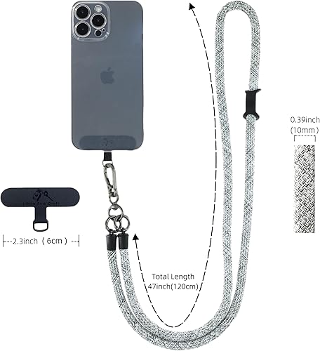 Miniatura 2 de Cordón cruzado para teléfono celular, correa de muñeca alrededor del cuello para la mayoría de teléfonos inteligentes, auriculares, llavero de