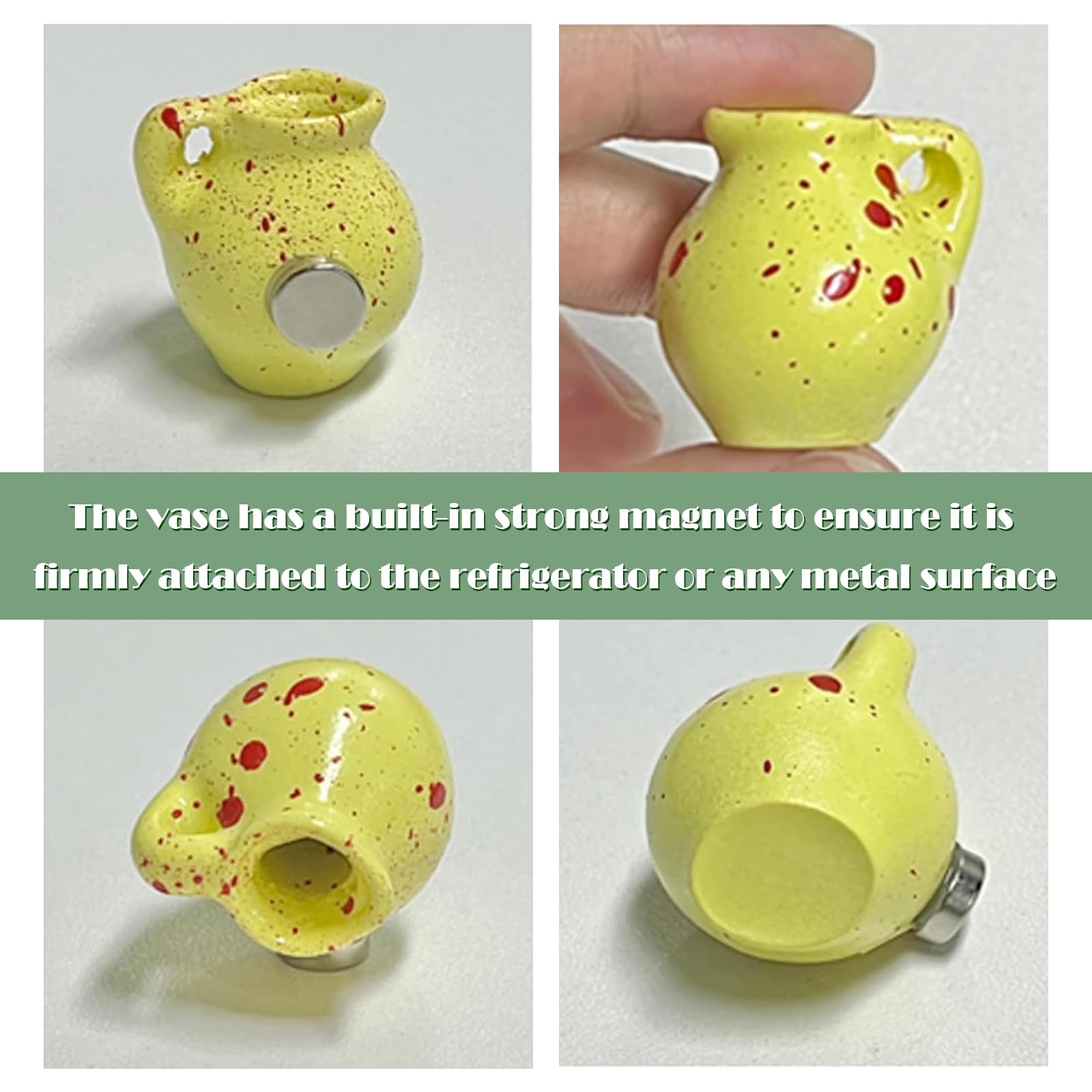 Aimants Vases Pour Petites Fleurs 8PCS Céramique Aimants Réfrigérateur, 3D Vase Fleur Mini Vase