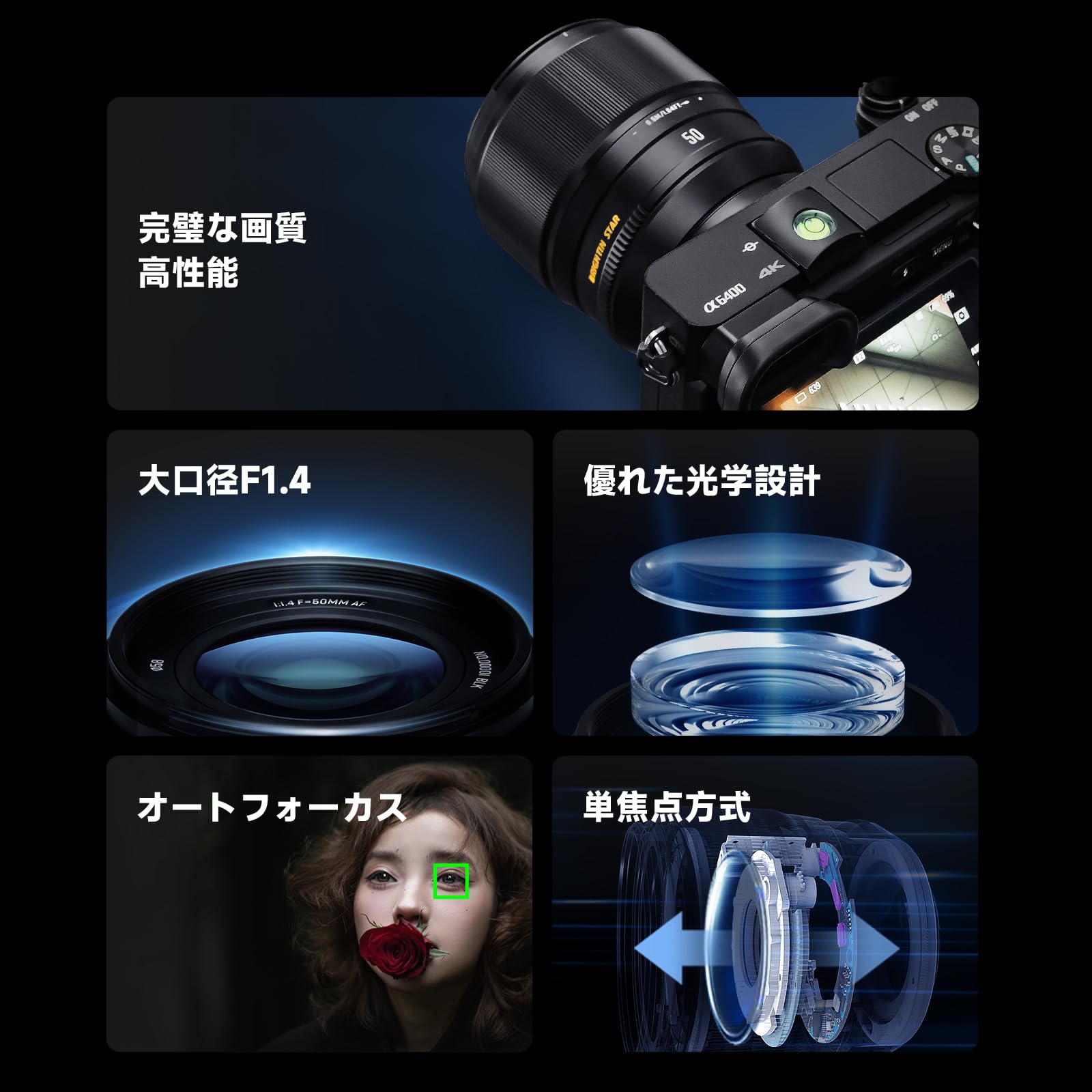 Amazon.co.jp: Brightin Star AF 50mm F1.4 大口径 MF 単焦点レンズ