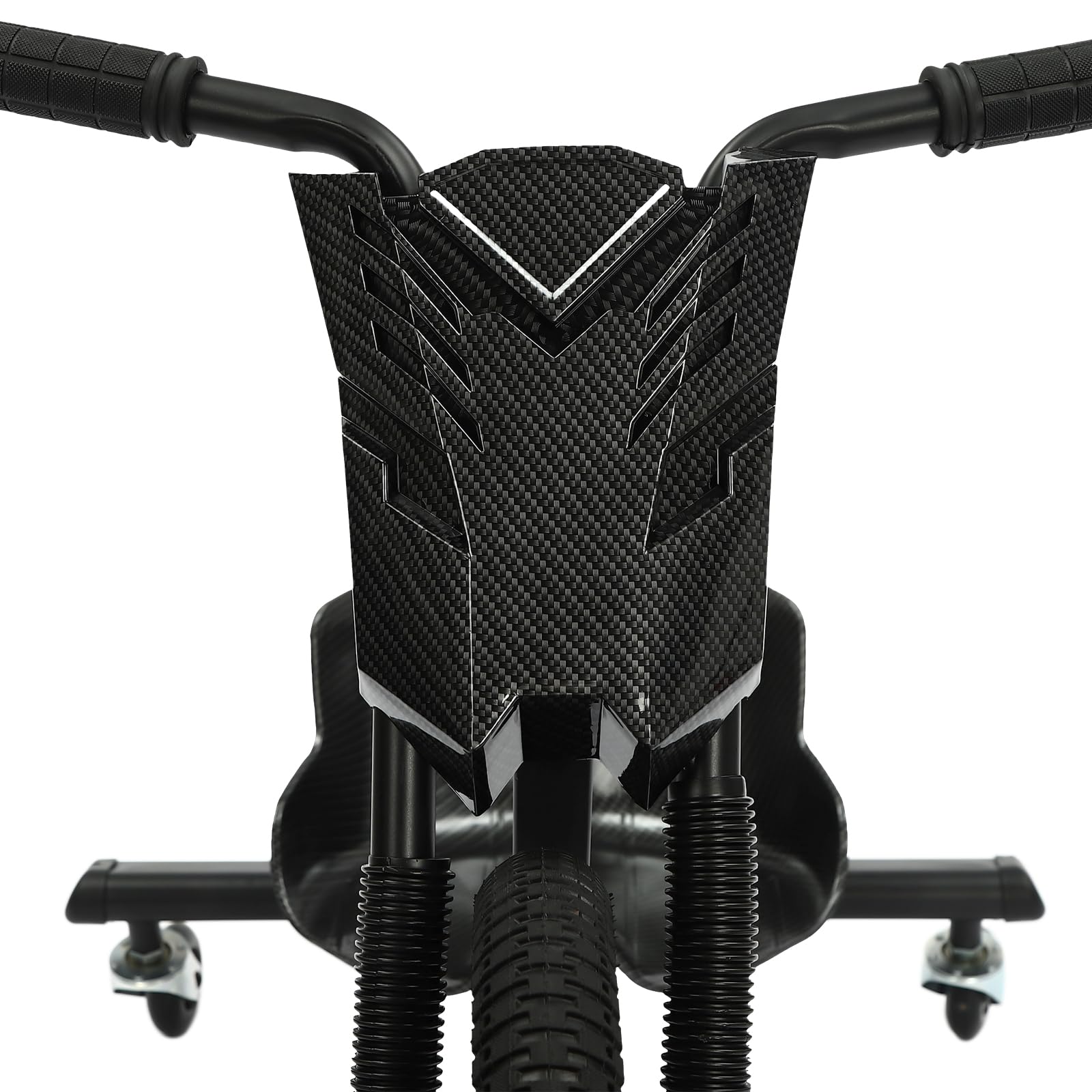 Drift Scooter, Hierro, Rueda Delantera de 16 pulgadas Diámetro de la Rueda Delantera, 100 kg Capacidad de Carga Triciclo Niños Crazy Cart Rueda Trasera con Luces (Fibra de Carbono Negro)