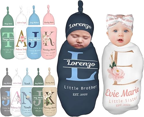 Sweewind Mantas de bebé personalizadas para niña y niño con nombre, manta personalizada para niñas y niños, regalos para envolver al bebé recién