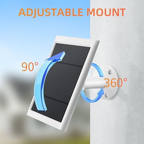 Miniatura 5 de Panel solar para cámara de anillo, paquete de 2 cargadores solares de 4 W compatibles con proyector de anillo y batería de cámara para exteriores,