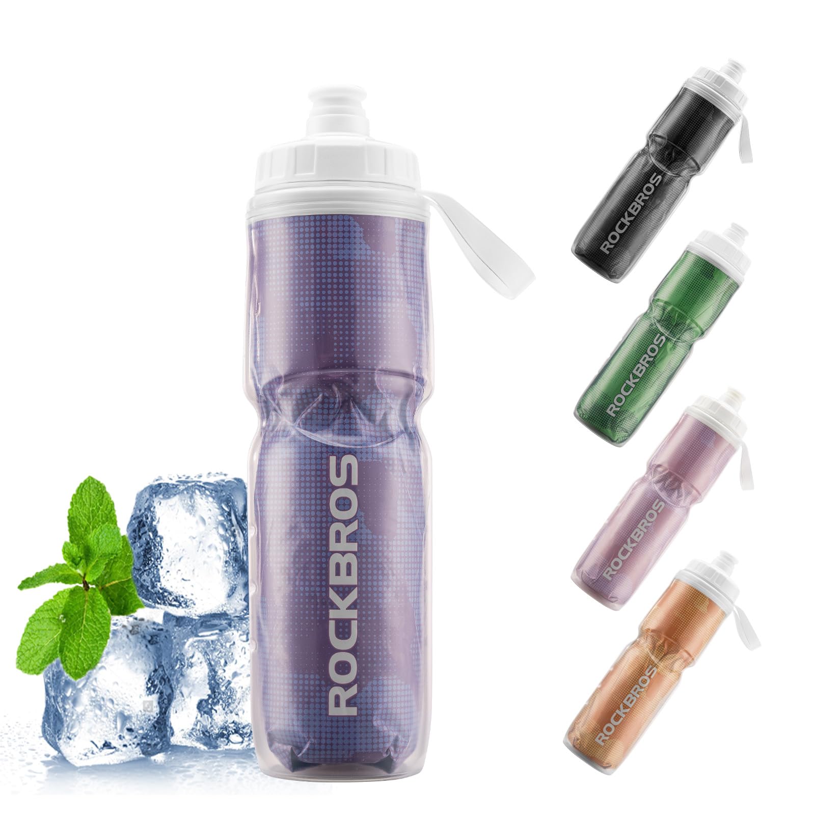 ROCKBROS Borraccia Bicicletta Termica Fredda 670ml Antipolvere Anti-perdita | Bottiglia da Spremere Portatile, Borraccia per Bici, Bottiglia Sportiva senza BPA per Ciclismo Corsa MTB, Violet