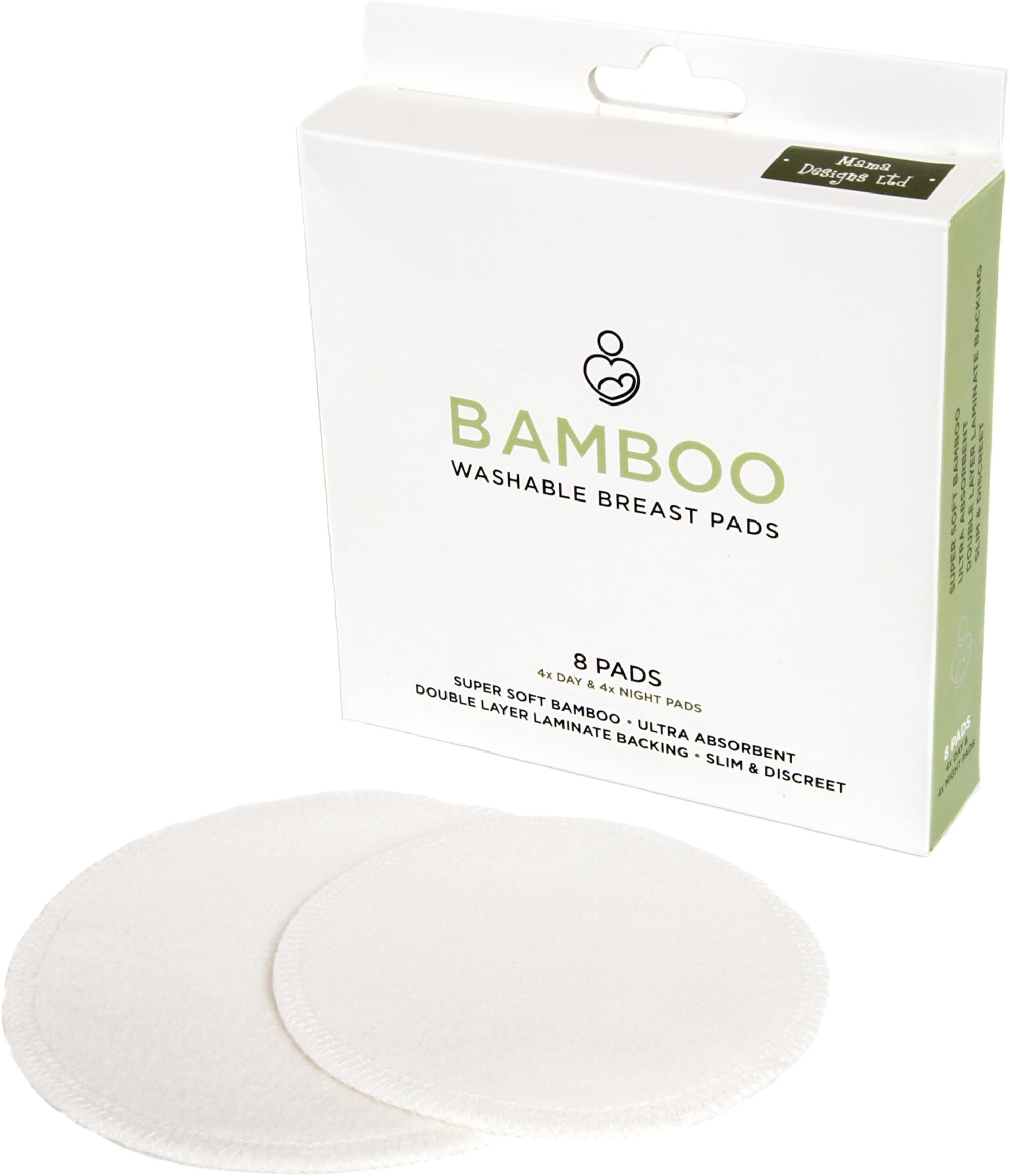 Mama Designs Washable Reusable Breastfeeding Pads in Supersoft Bamboo Material (Pack of 8)