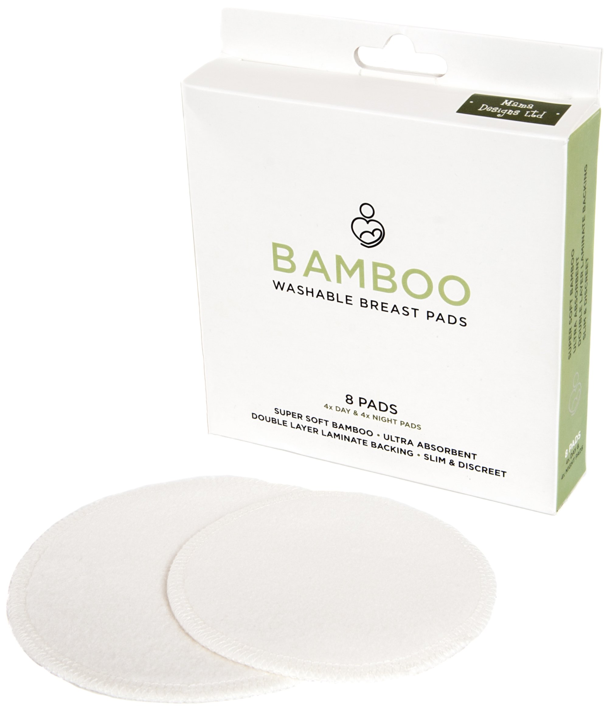 Mama Designs Washable Reusable Breastfeeding Pads in Supersoft Bamboo Material (Pack of 8)