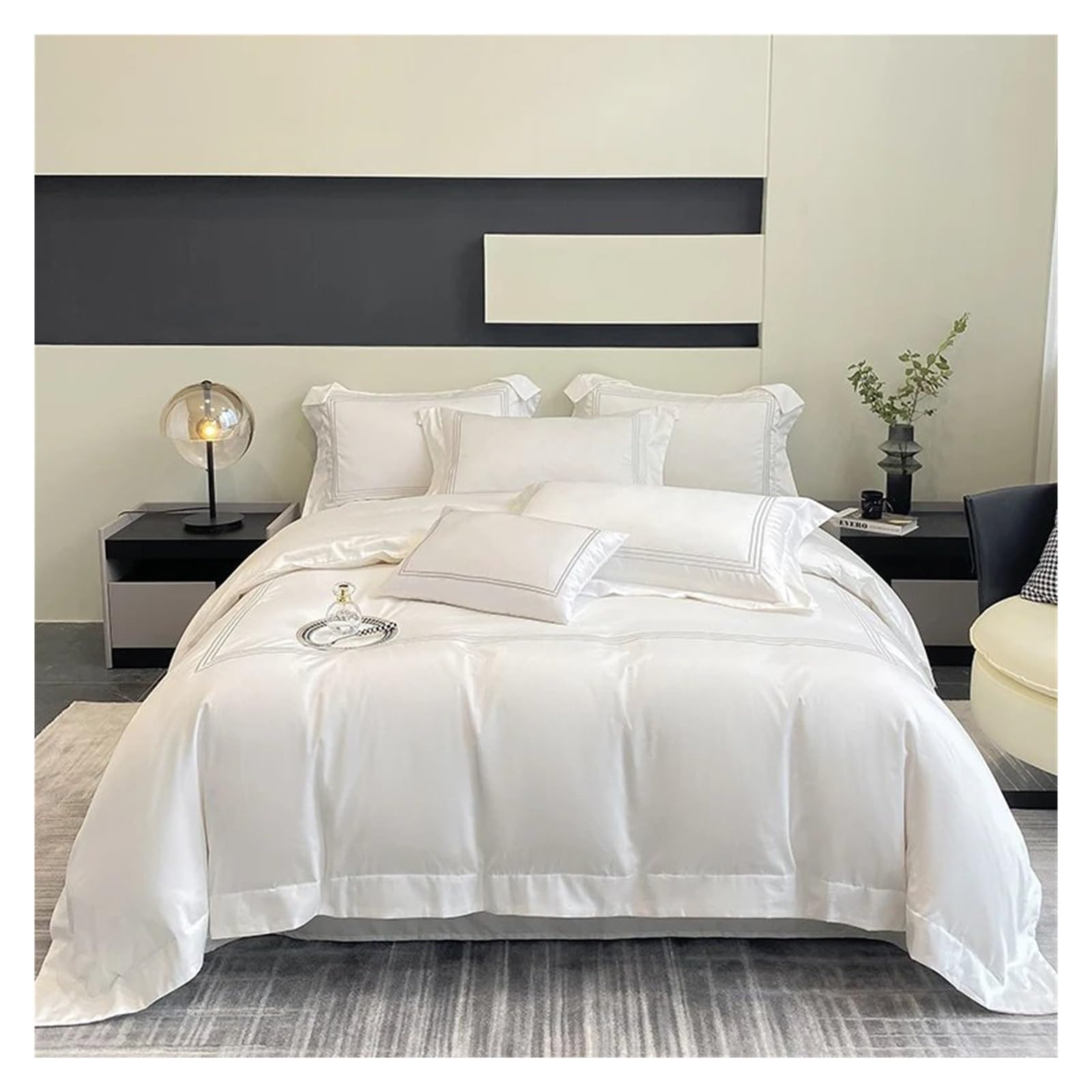 Sbcgfy D Cotton Bedding Set Luxury Pillowcase Sheet Uvet Cover Ouble/Queen/Single Be,Bedding Set,-230 * 230Cm 4Pcs