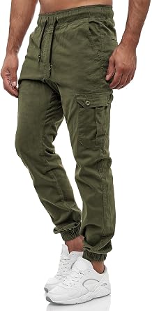 Mens Casual Joggers Pants Cotton Drawstring Cargo Pants Fashion Athletic Jogging Sweatpants