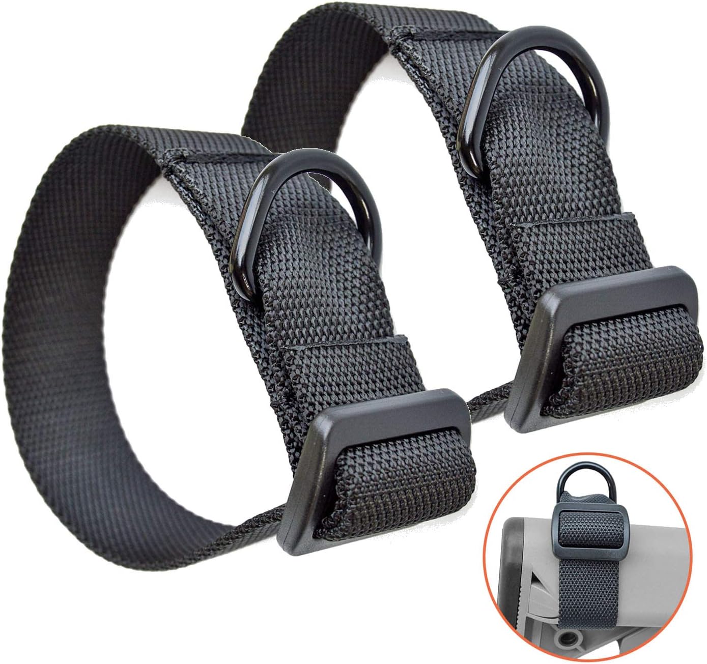 2 PCs Adjustable Nylon Buttstock Sling Strap Attachment Sling Mount Adapter Kit Attach to Any Sling (1 Point Sling / 2-Point Sling) on Rifle, Airsoft and Shotgun