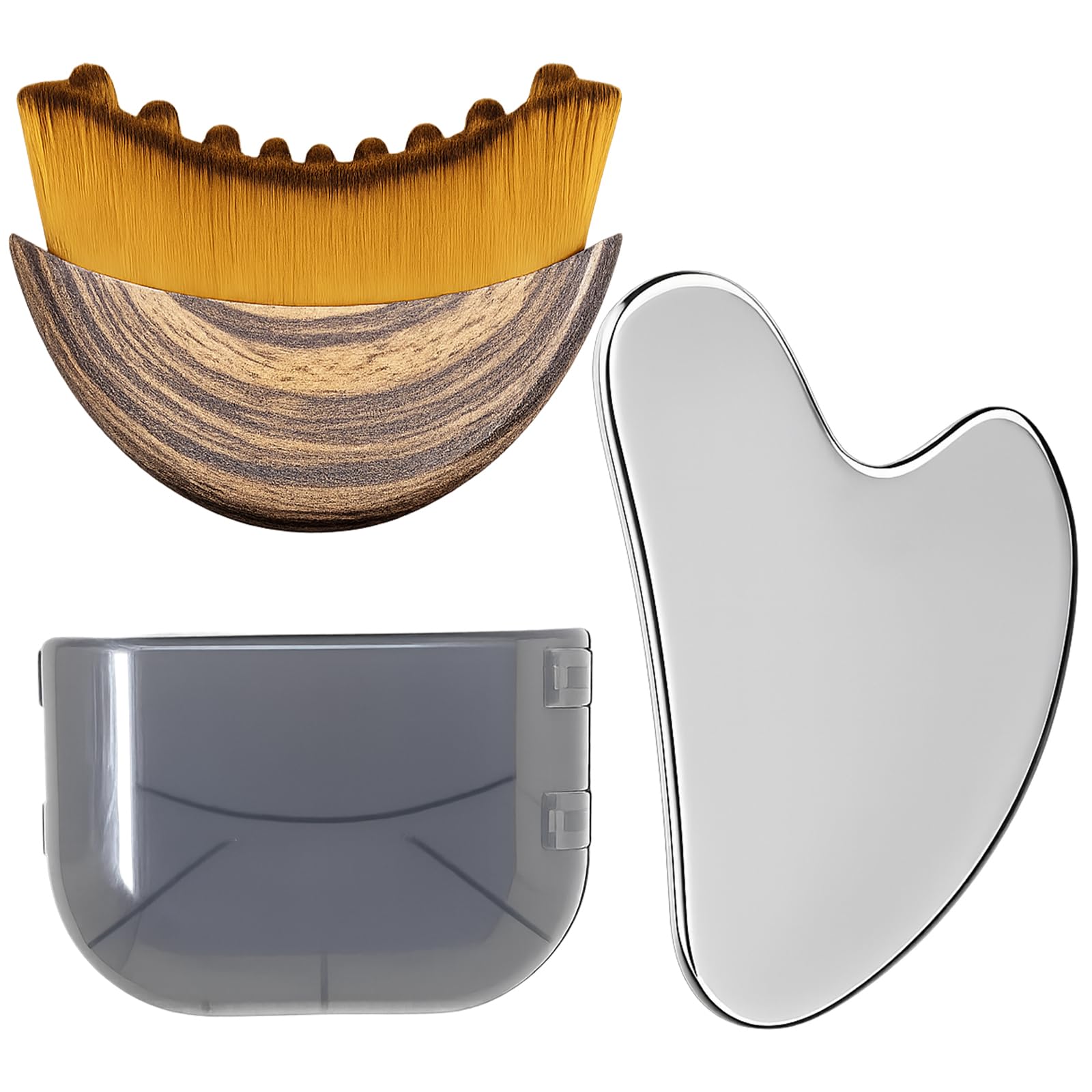 Stainless Steel Gua Sha Tool Lymphatic Drainage Face Brush Set TWPER Facial Massage Kit for Jawline Sculpting Puffiness