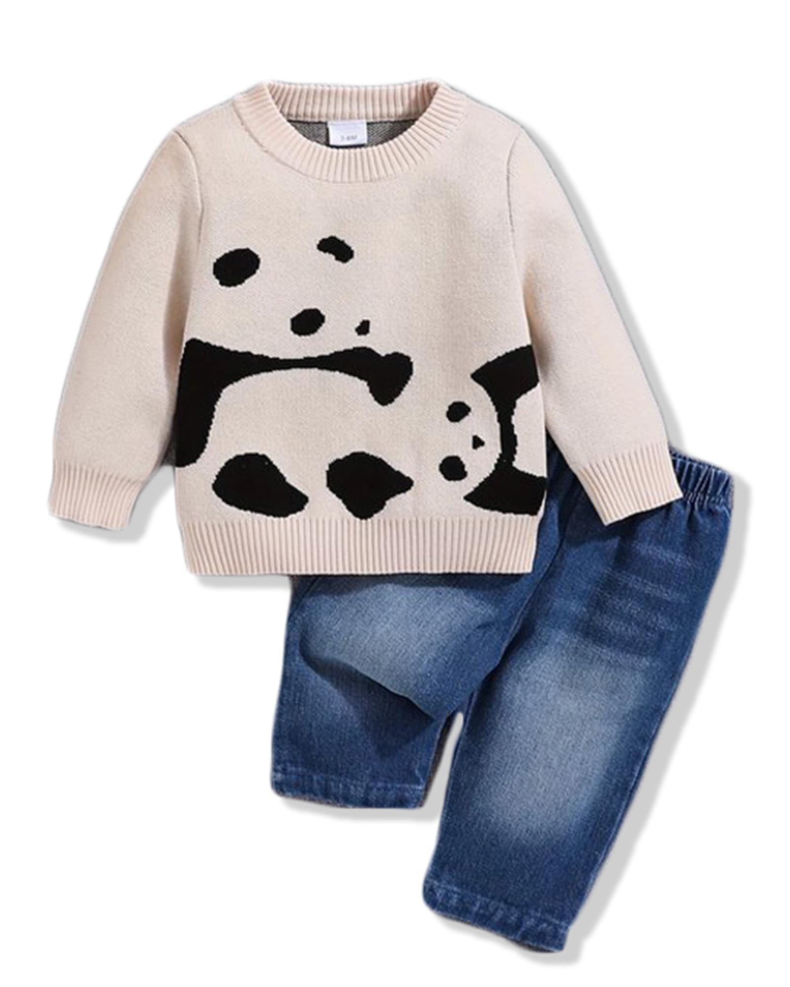 NZRVAWS Baby Boy Clothes Animal Print Sweater Jean Pant Toddler Boy Outfit Cute 6-24 Months 2T 3T Kid Infant Clothing Set