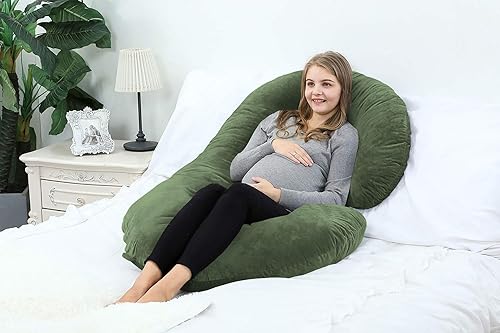 Miniatura 3 de Almohadas de embarazo de 63 pulgadas, almohada de cuerpo completo en forma de C, funda de algodón egipcio, musgo, almohadas de embarazo para dormir,