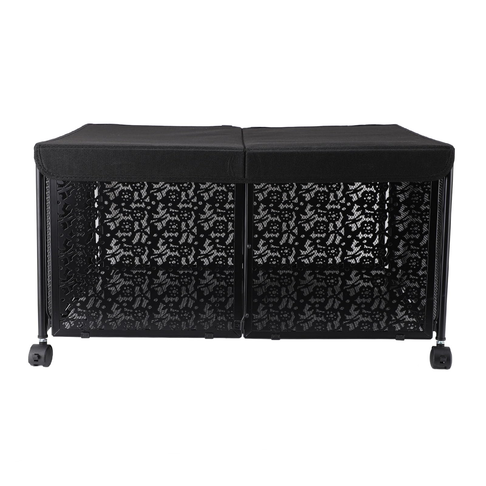 Jectse Caja de Almacenamiento de Juguetes Organizador de Juguetes de Metal Portátil Fácil de Montar Rueda Giratoria Multiusos con Tapa para Habitación de Niños Dormitorio Sala de Estar