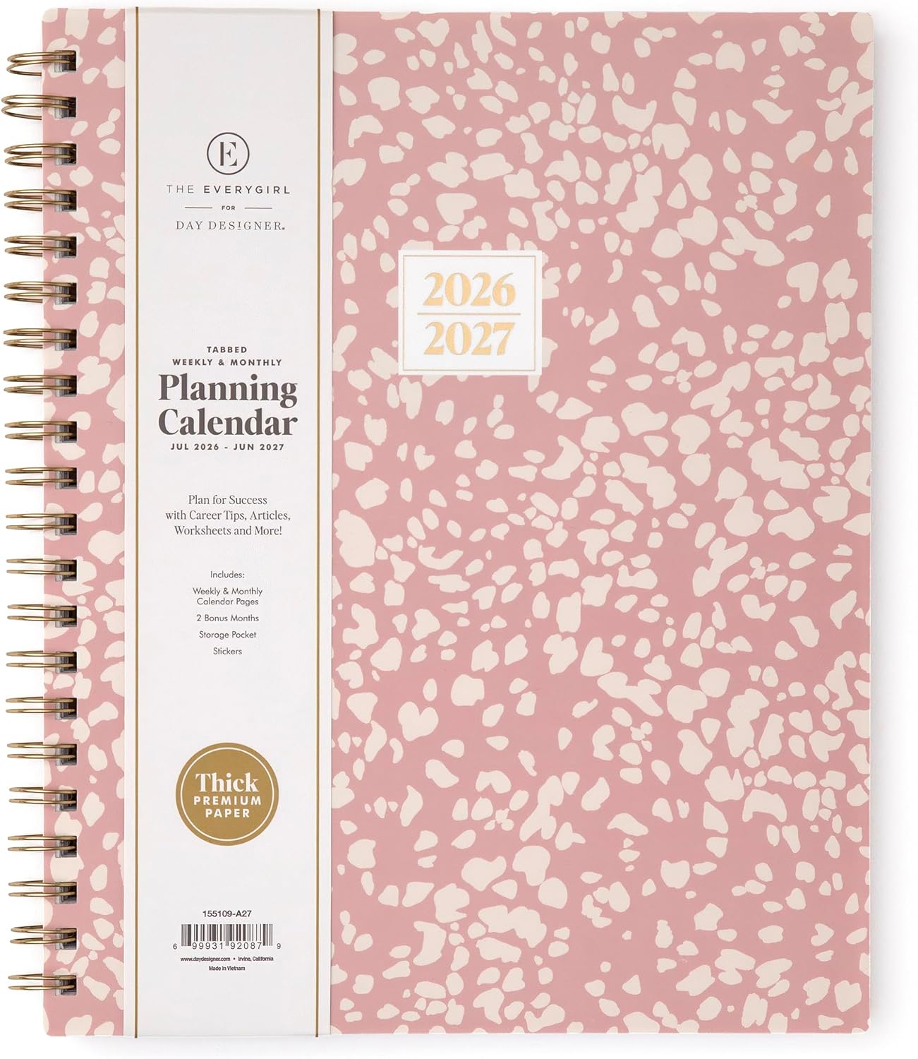 Blue Sky The Everygirl 2026-2027 Weekly and Monthly Academic Year Planner Calendar, July 2026 - June 2027, 8.5" x 11", Flexible Cover, Wirebound, Laminated Tabs, Storage Pocket, Includes Stickers, Bengala Desert Rose