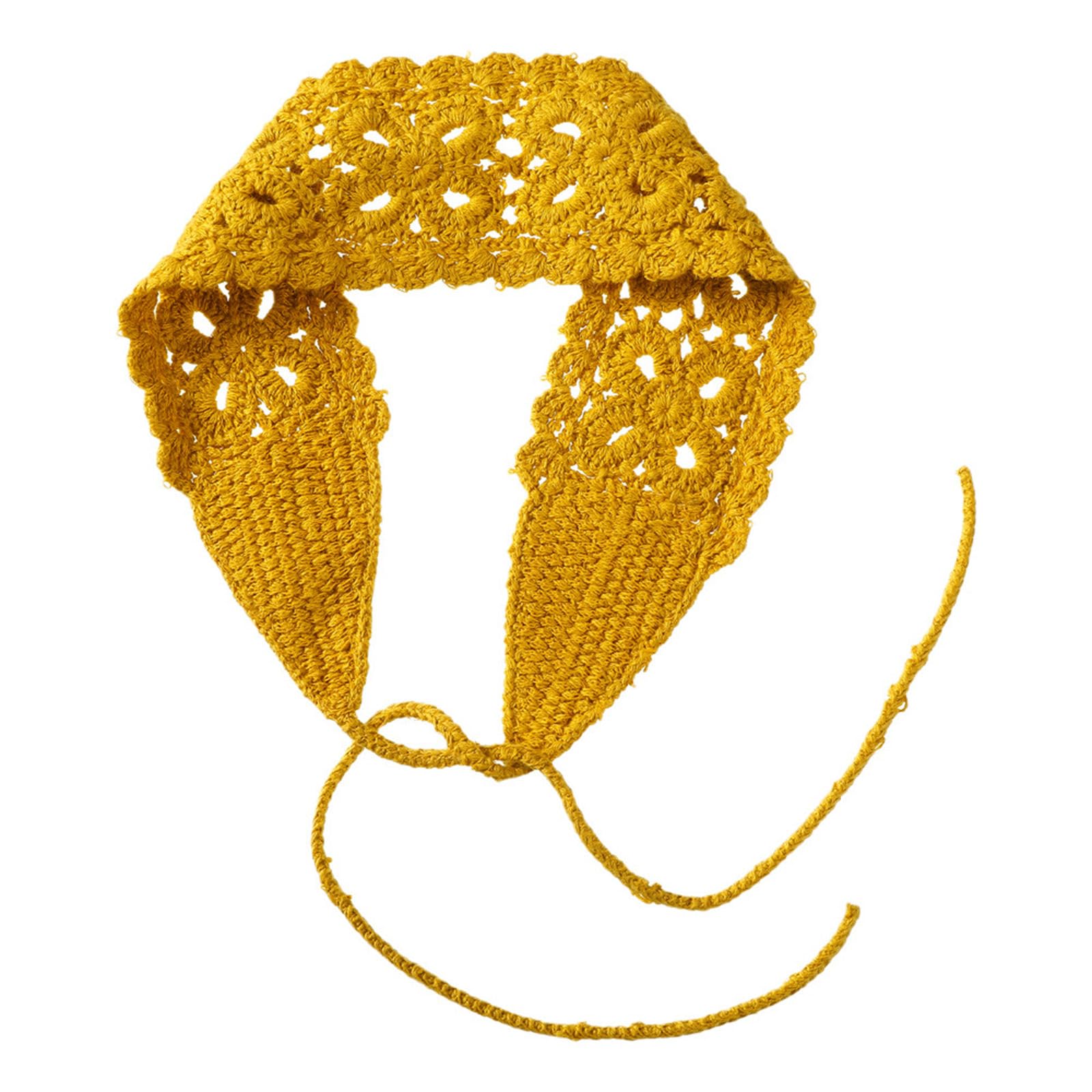 MICFENY Stretchable Knitted Hairband Headwear With Floral Cutout Hollow Knitted Comfortable Wear Multiple Colors