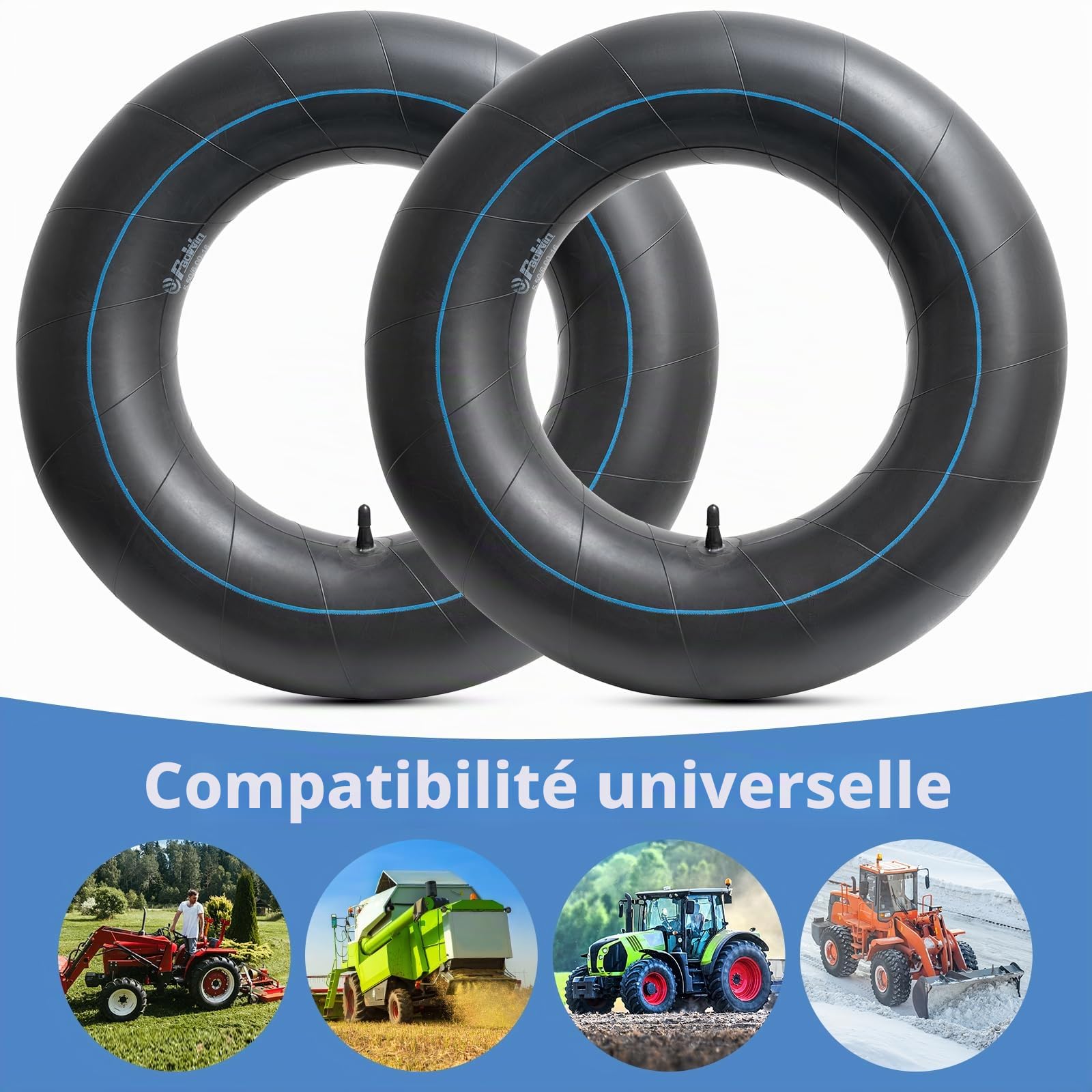 2Pcs chambres à air de rechange 5,50/6,00-16 TR15 en caoutchouc butyle robuste pour tracteurs agricoles, compatibles avec 5,50-16 6,00-16 5,50x16 6,00x16 chambres à air agricoles
