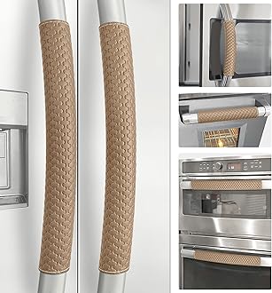 Refrigerator Door Handle Covers, Set of 6, Performance Appliance Handle Covers, Non-Slip Fridge Door Handle Covers, Keep Your Kitchen Clean, Microwave Oven Dishwasher door Handle Protectors(Brown)