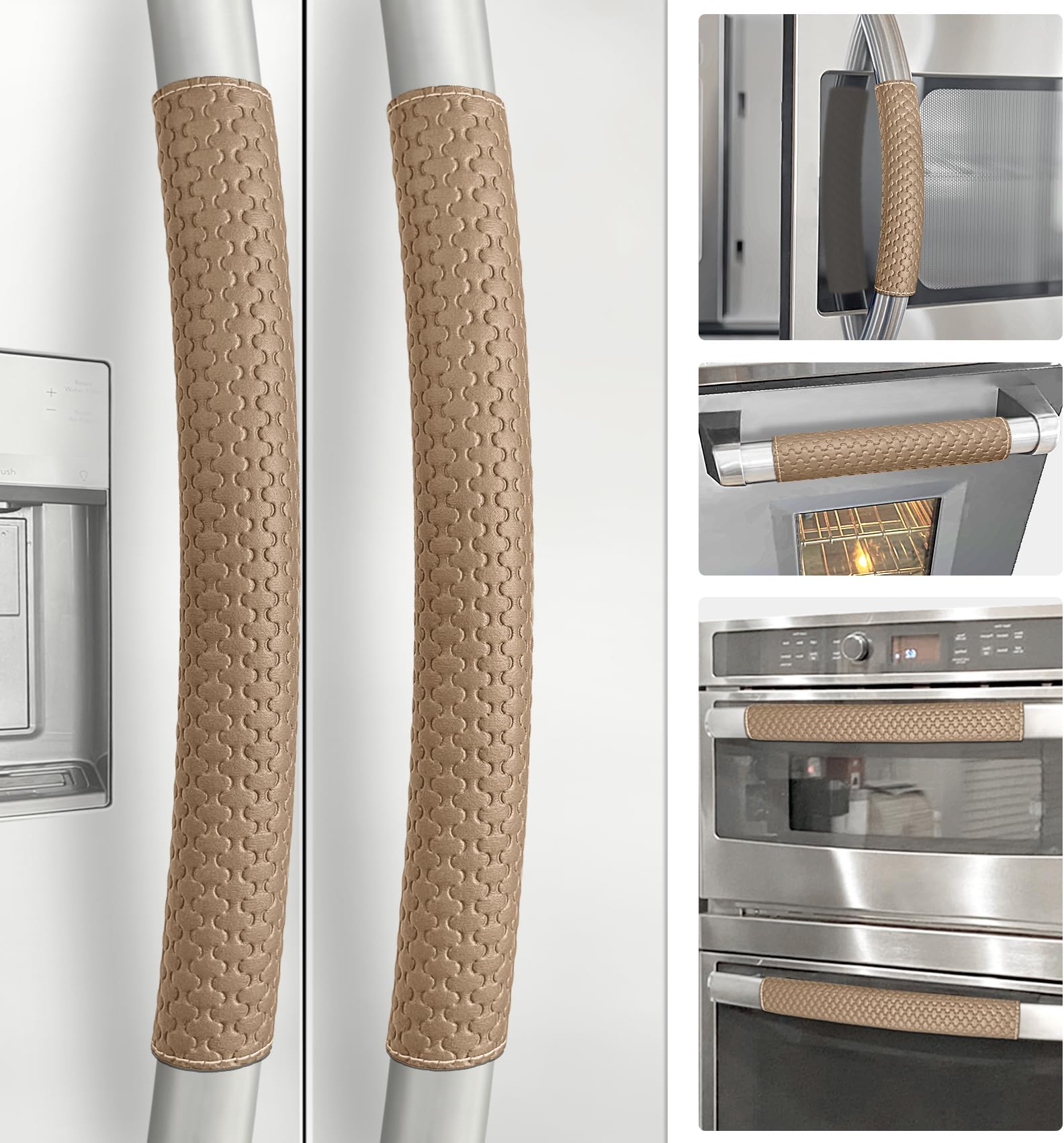 Refrigerator Door Handle Covers, Set of 6, Performance Appliance Handle Covers, Non-Slip Fridge Door Handle Covers, Keep Your Kitchen Clean, Microwave Oven Dishwasher door Handle Protectors(Brown)