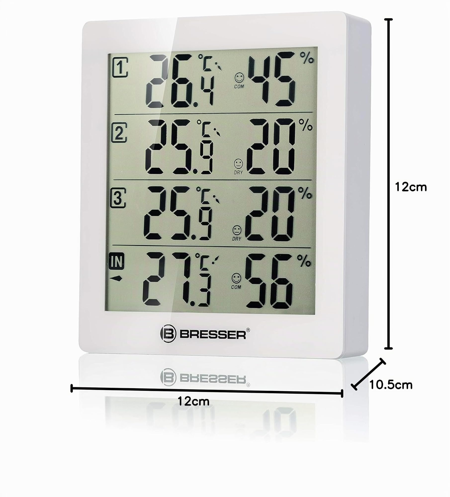 BRESSER Termoigrometro, bianco, 10,5 x 2,5 x 12 cm