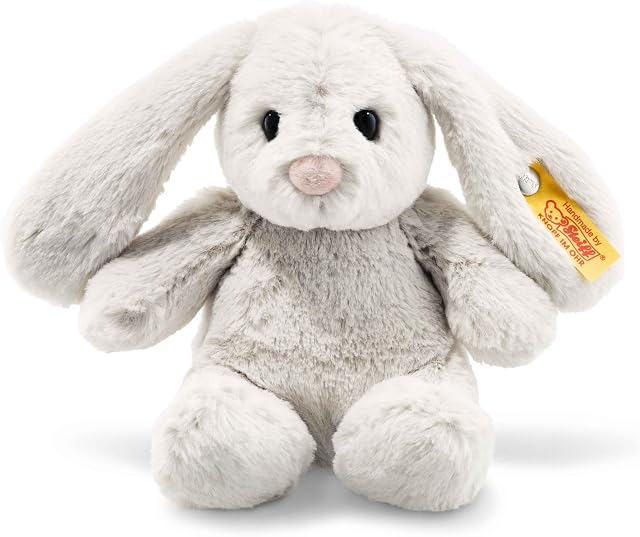 Steiff 80463 Hoppie Pluszowy Zajączek z Oklapanymi Uszami, 18 cm, Jasnoszary